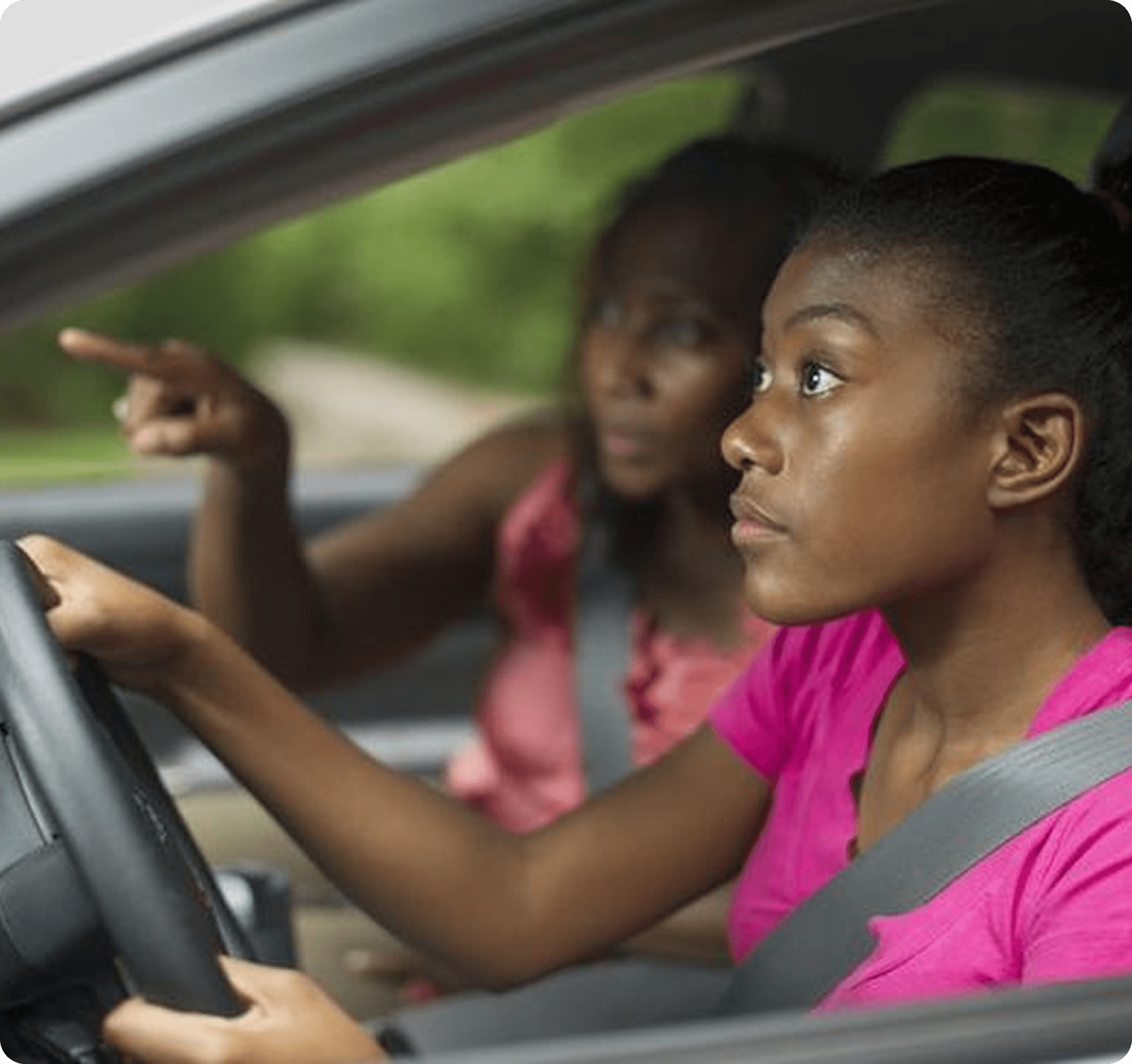 Woman learning to drive